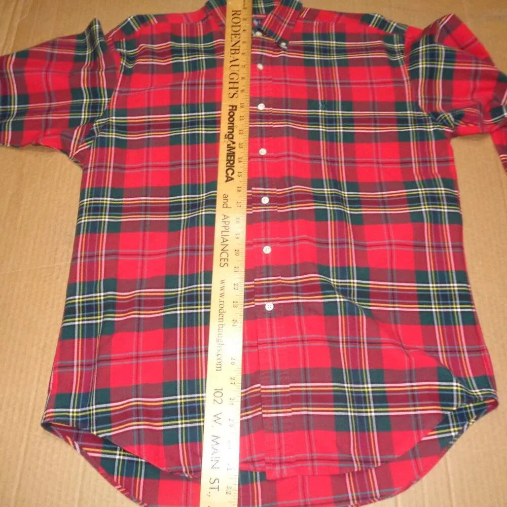 Polo Ralph Lauren Mens Plaid Shirt Medium Preppy Long Sleeve - Picture 7 of 8